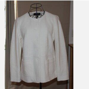 Talbots Petites Winter White Boiled Wool Blend Collarless Blazer 6 P NWOT